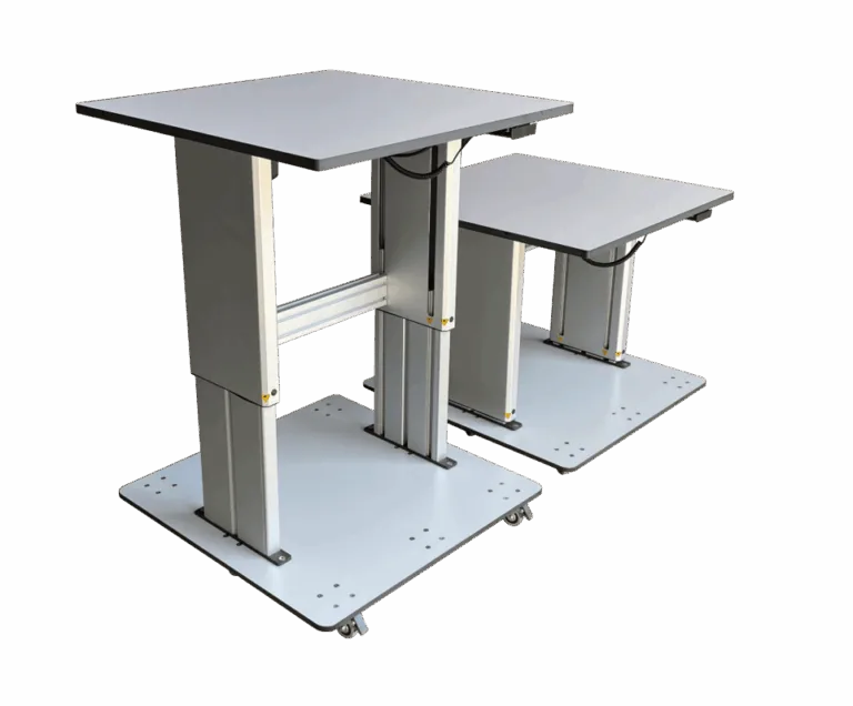 Two ZenBench LC75 benches for HPLC at different heights, with electric height adjustment